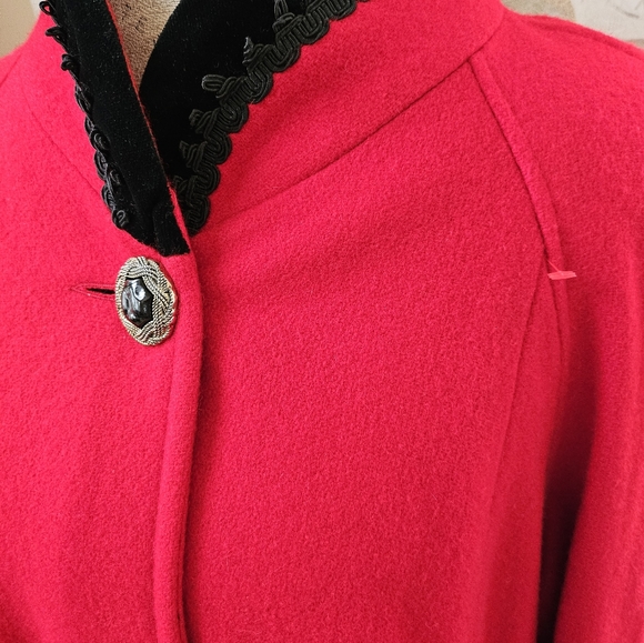 Vintage Red Wool Jacket Swing Coat 1960s Union Tag Fur Hat - Picture 14 of 15